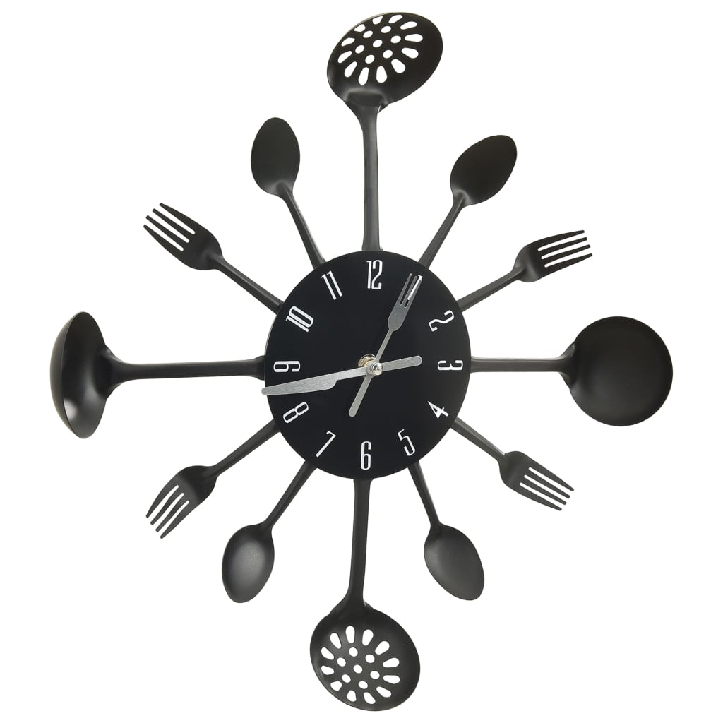 Wandklok Lepel-En-Vork 40 Cm Aluminium Zwart