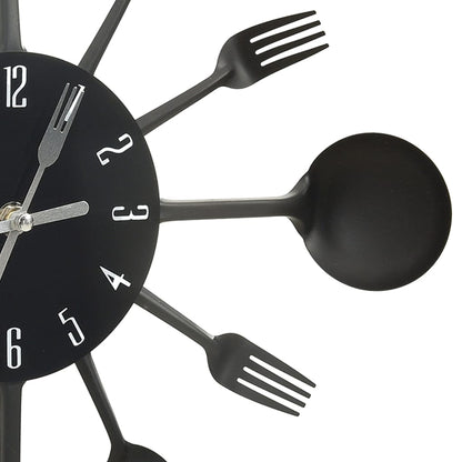 Wandklok Lepel-En-Vork 40 Cm Aluminium Zwart