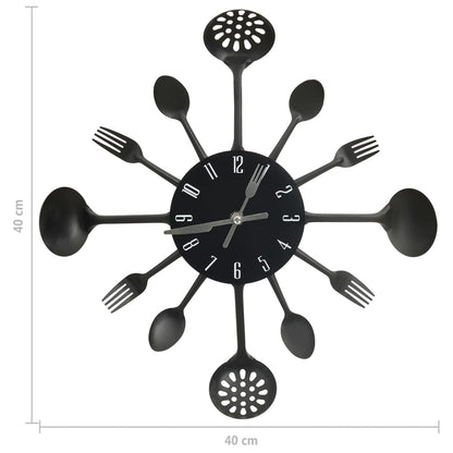 Wandklok Lepel-En-Vork 40 Cm Aluminium Zwart