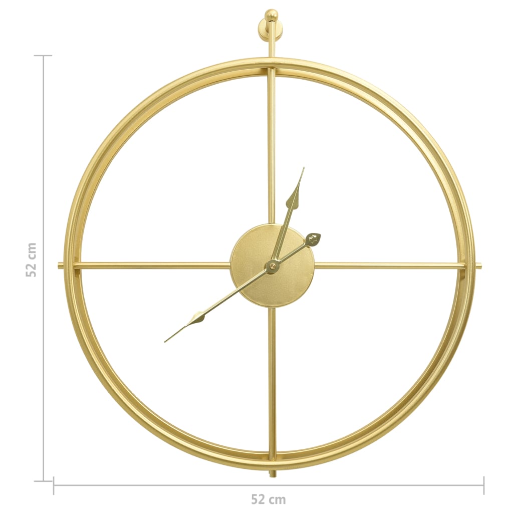 Wandklok 52 Cm Ijzer Kleurig Goud