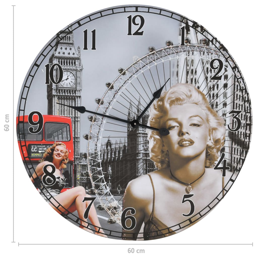 Wandklok Vintage Stijl 60 cm Multikleur