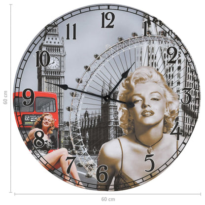Wandklok Vintage Stijl 60 cm Multikleur