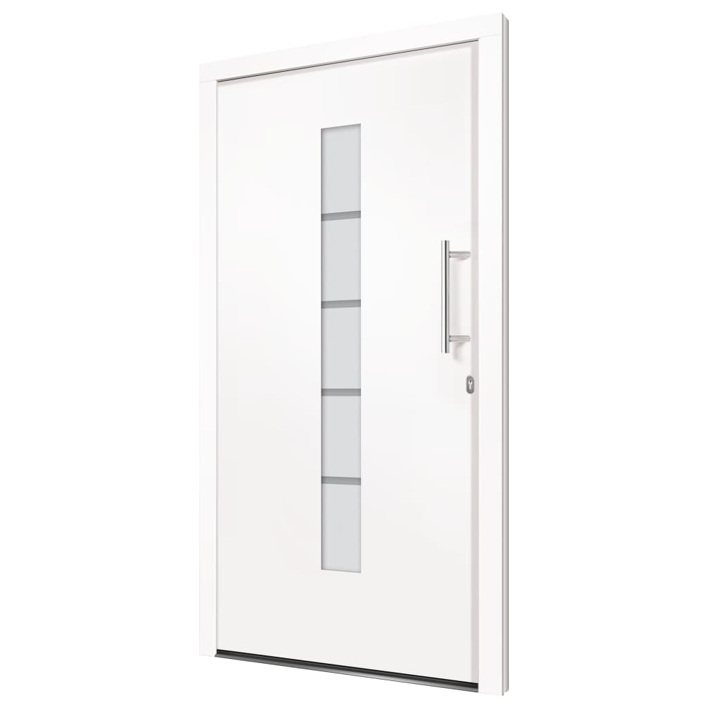 Voordeur 100x200 cm aluminium en PVC wit