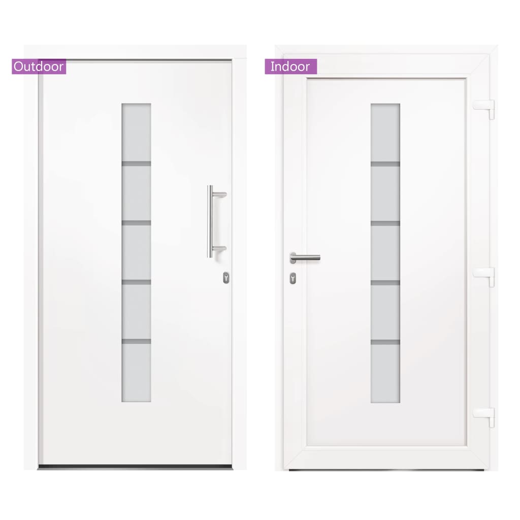 Voordeur 100x200 cm aluminium en PVC wit