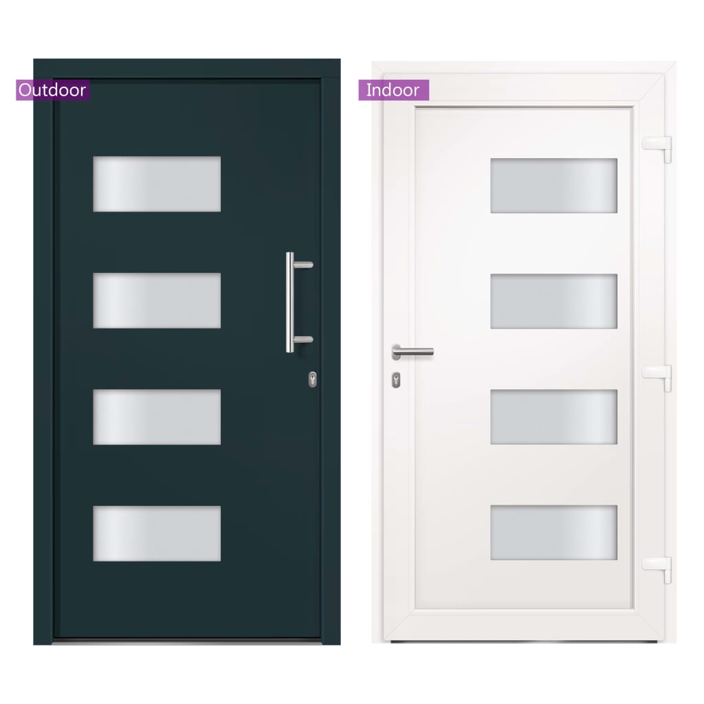 Voordeur 100x200 cm aluminium en PVC antraciet