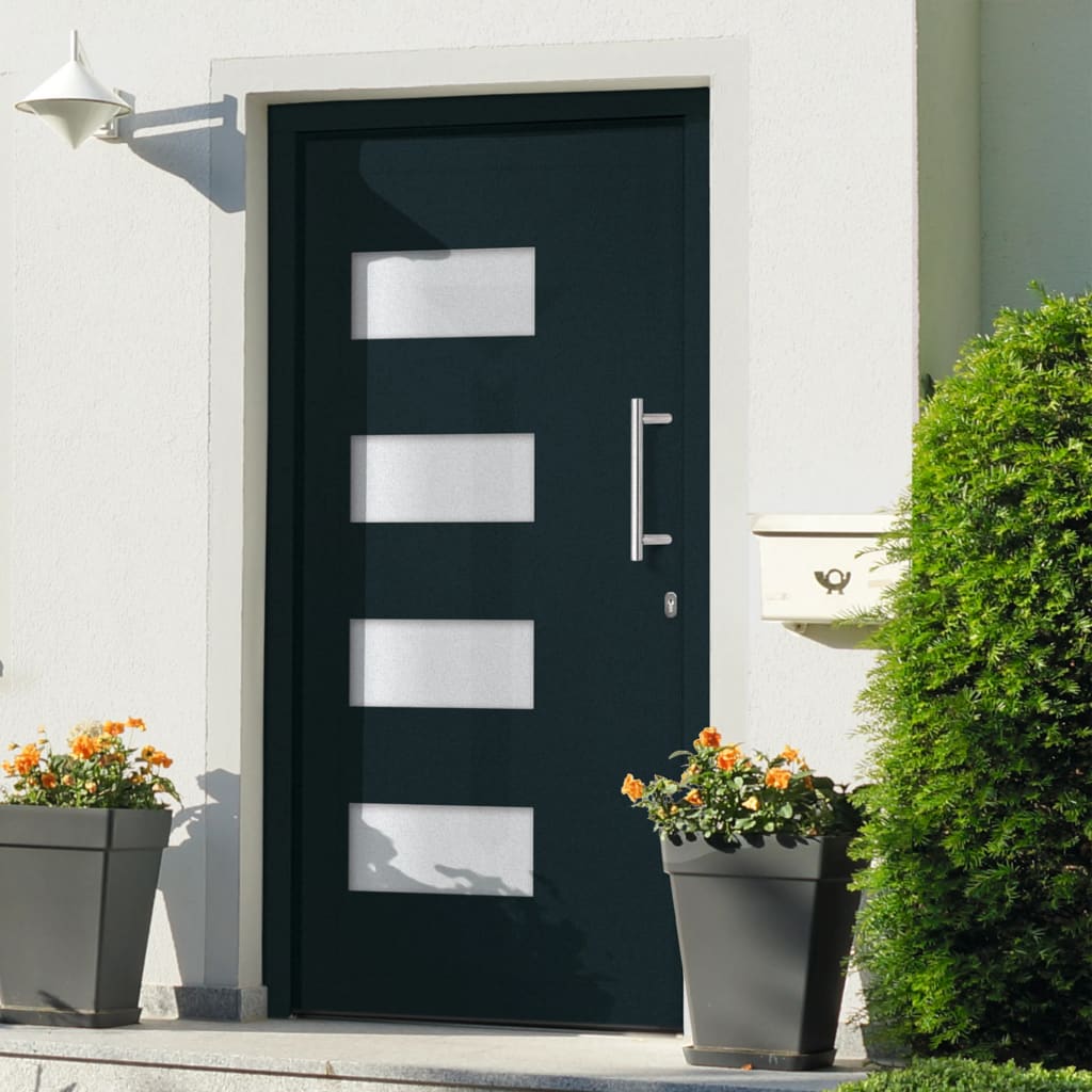 Voordeur 100x200 cm aluminium en PVC antraciet