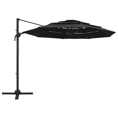 Parasol 4-laags met aluminium paal 3x3 m zwart