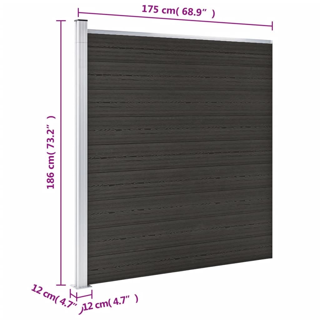 Schuttingpaneel 175x186 cm HKC zwart