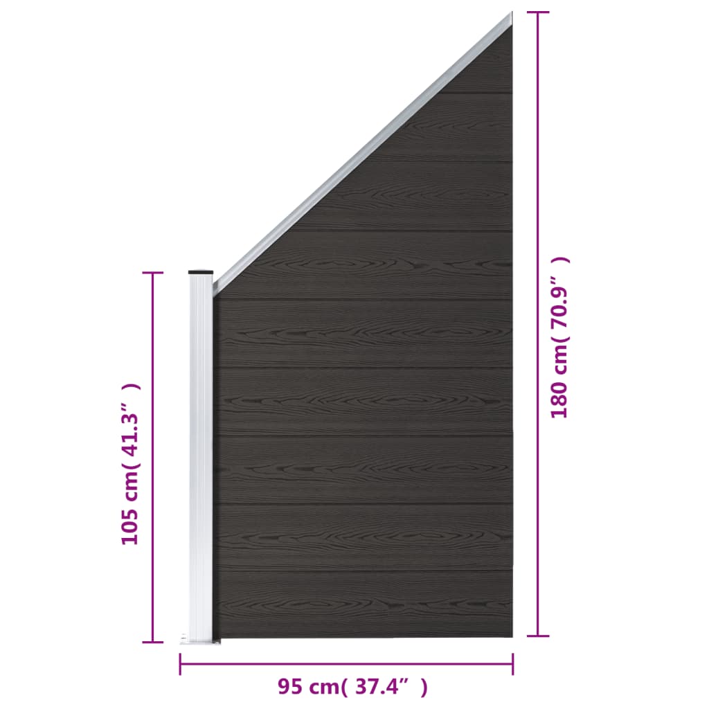 Schuttingpaneel 95x(105-180) cm HKC zwart