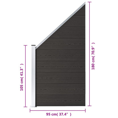 Schuttingpaneel 95x(105-180) cm HKC zwart