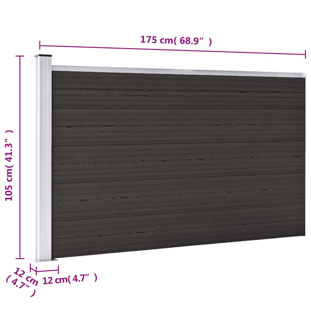 Schuttingpaneel 175x105 cm HKC zwart