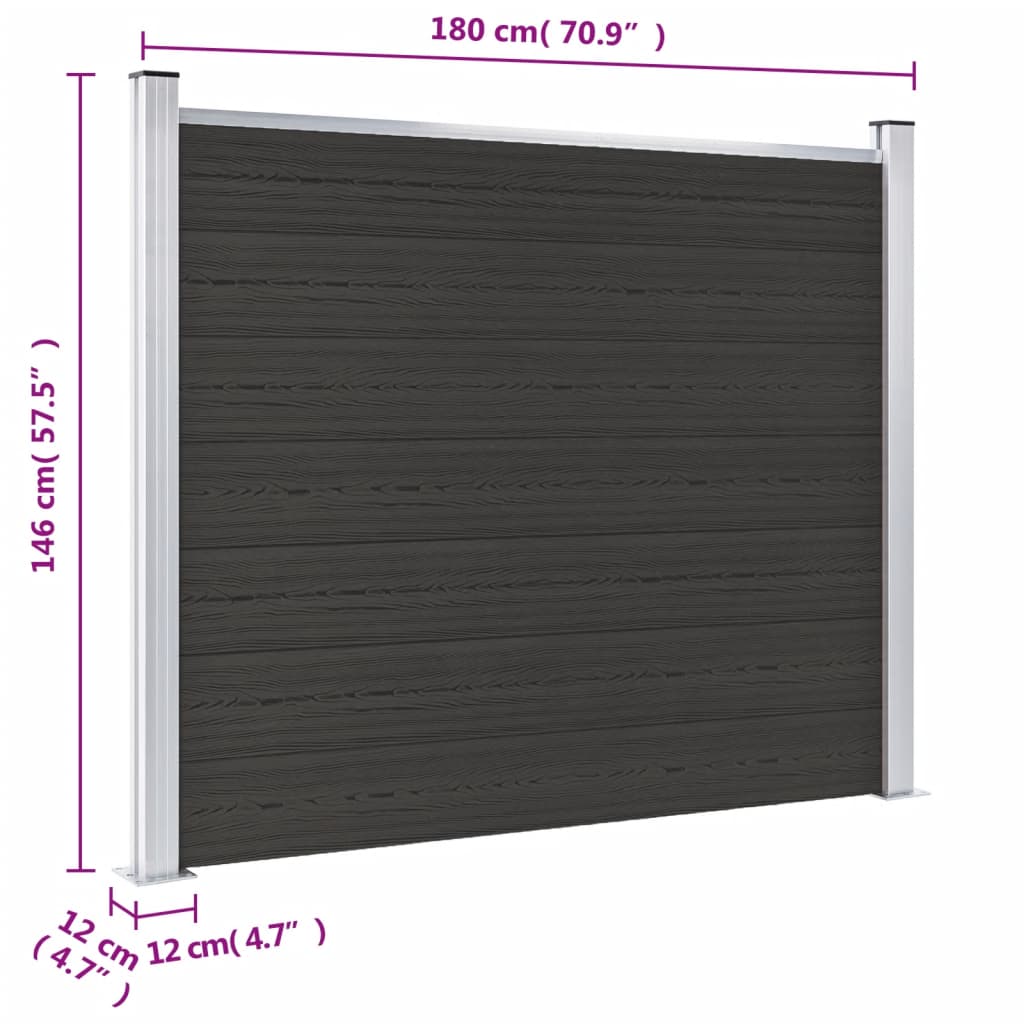 Schuttingpaneel 180x146 cm HKC zwart