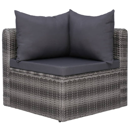 9-delige Loungeset met kussens poly rattan grijs