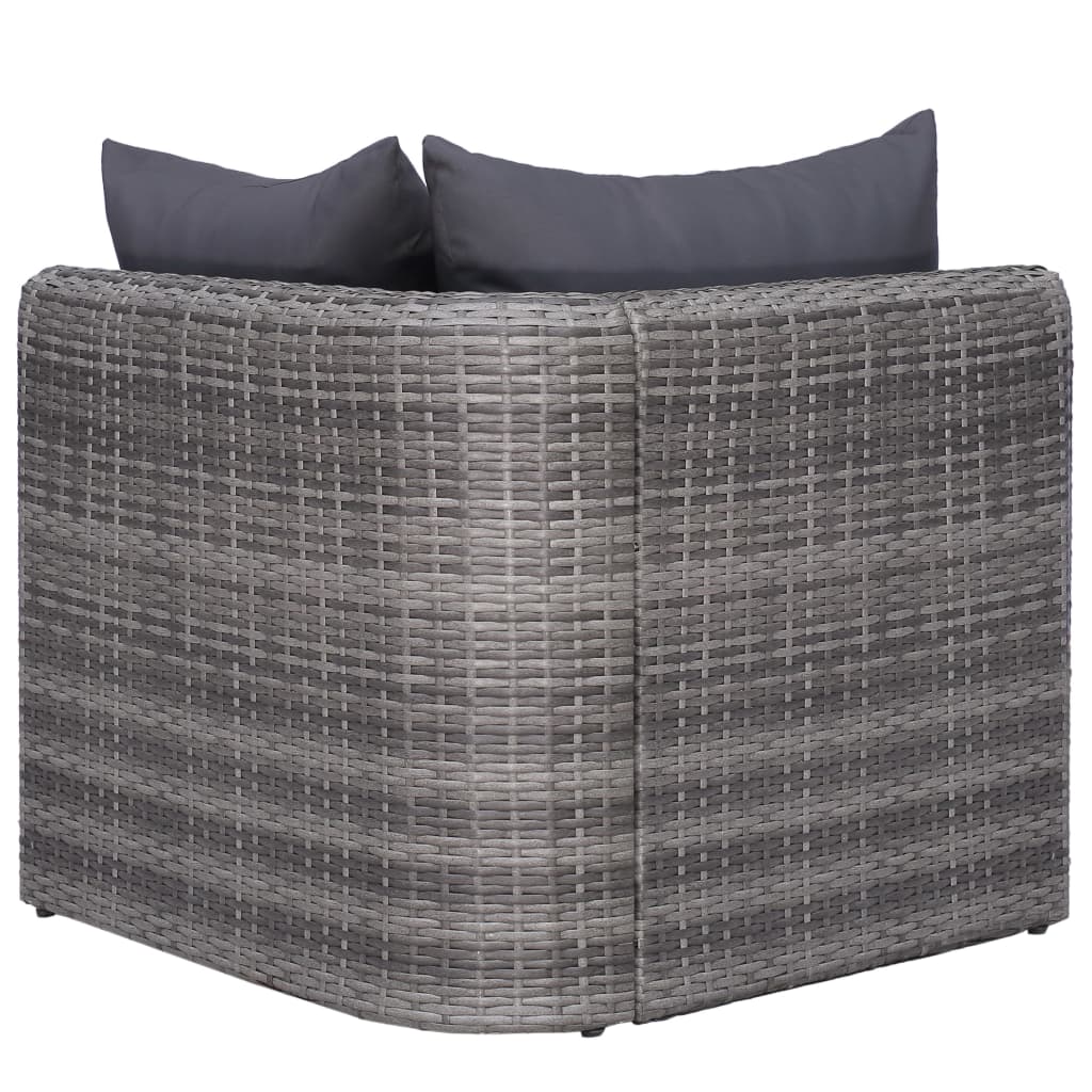 9-delige Loungeset met kussens poly rattan grijs