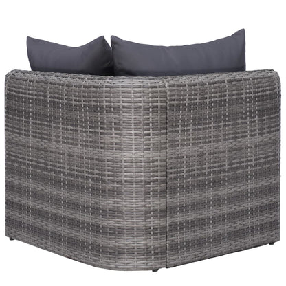 9-delige Loungeset met kussens poly rattan grijs