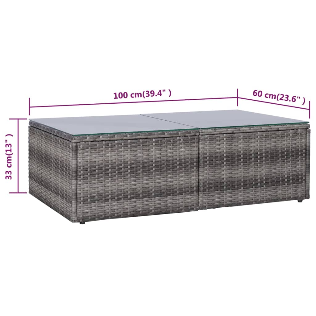 9-delige Loungeset met kussens poly rattan grijs