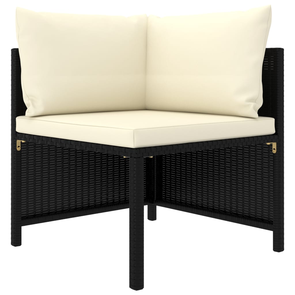 8-delige Loungeset met kussens poly rattan zwart