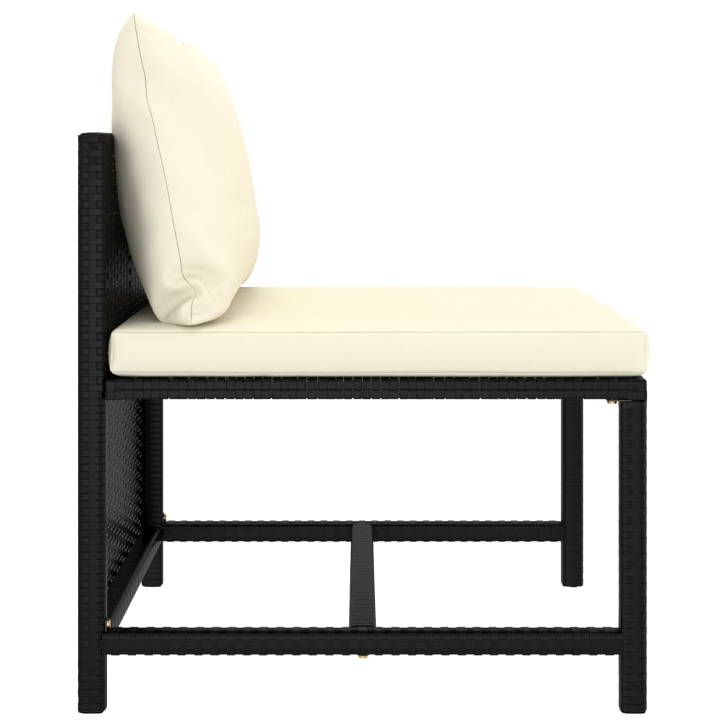 8-delige Loungeset met kussens poly rattan zwart