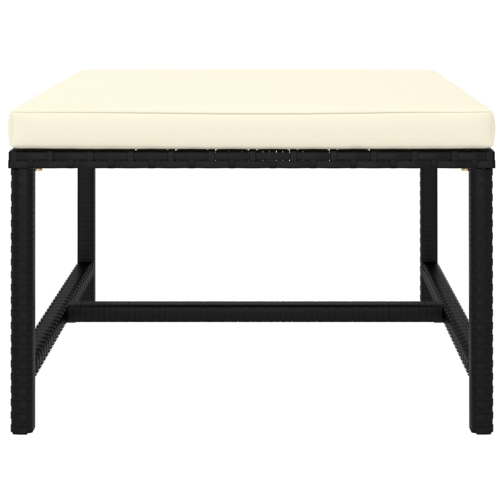 8-delige Loungeset met kussens poly rattan zwart