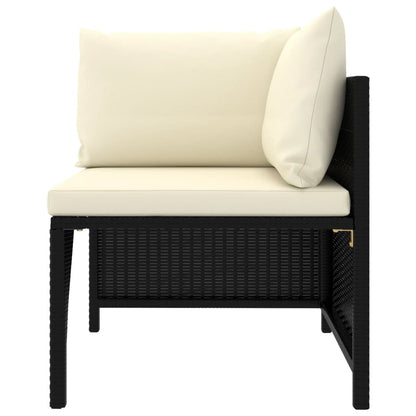 12-delige Loungeset met kussens poly rattan zwart