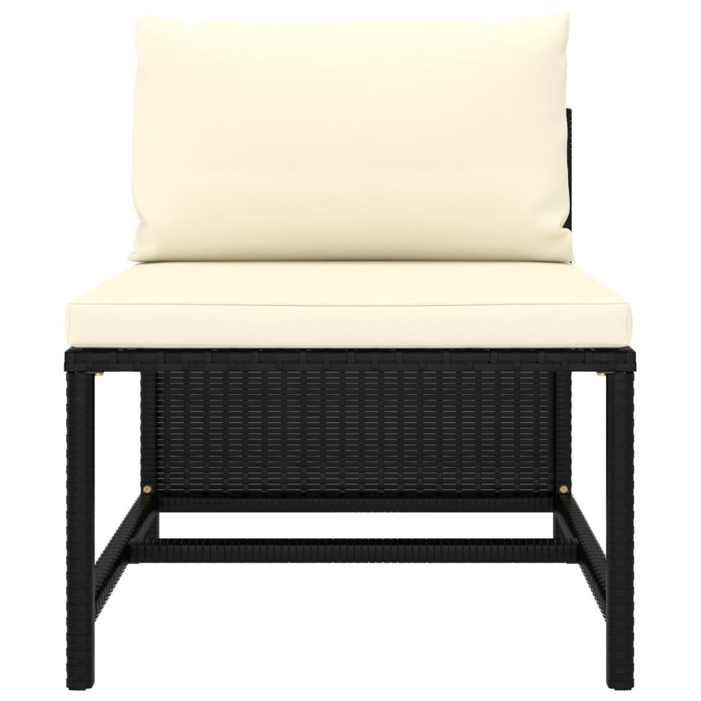 12-delige Loungeset met kussens poly rattan zwart