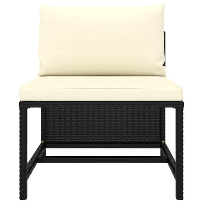 12-delige Loungeset met kussens poly rattan zwart