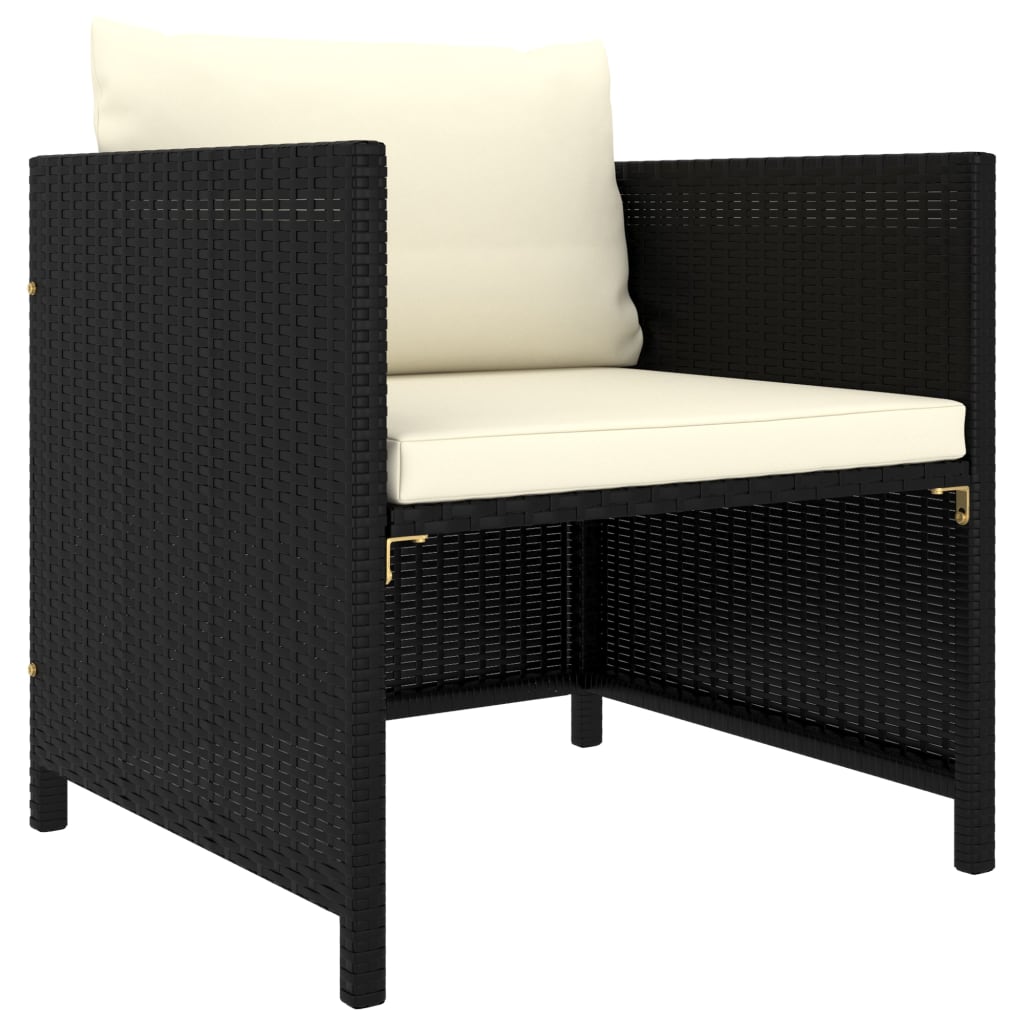 12-delige Loungeset met kussens poly rattan zwart