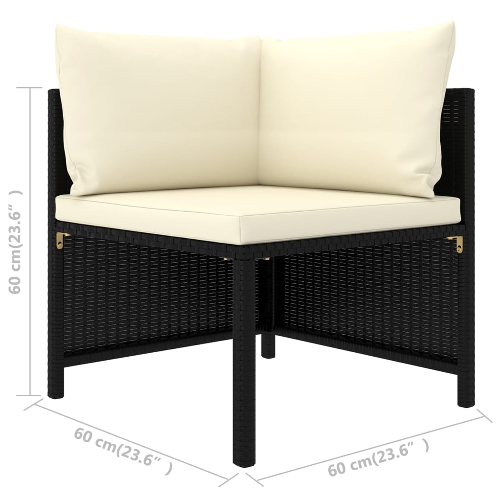 12-delige Loungeset met kussens poly rattan zwart