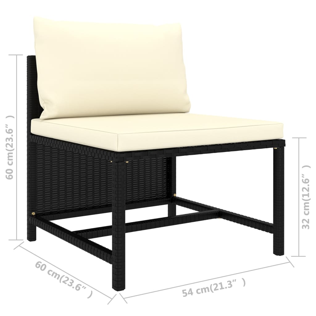 12-delige Loungeset met kussens poly rattan zwart