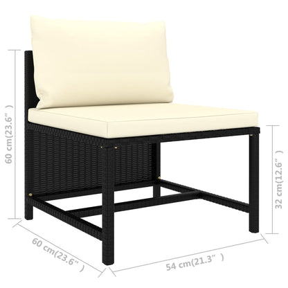 12-delige Loungeset met kussens poly rattan zwart