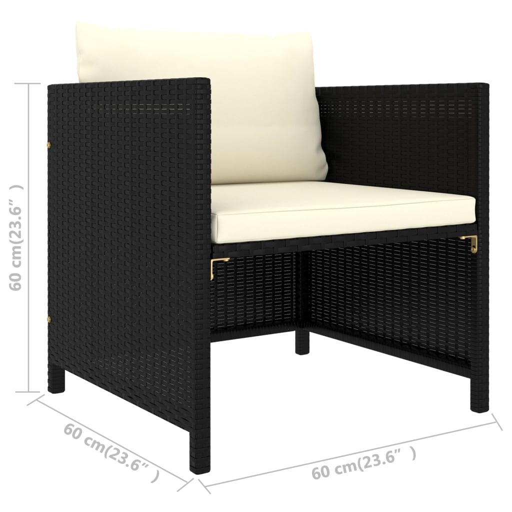 12-delige Loungeset met kussens poly rattan zwart