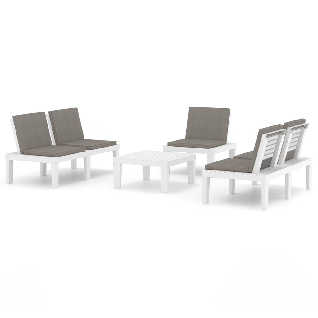 4-delige Loungeset met kussens kunststof wit