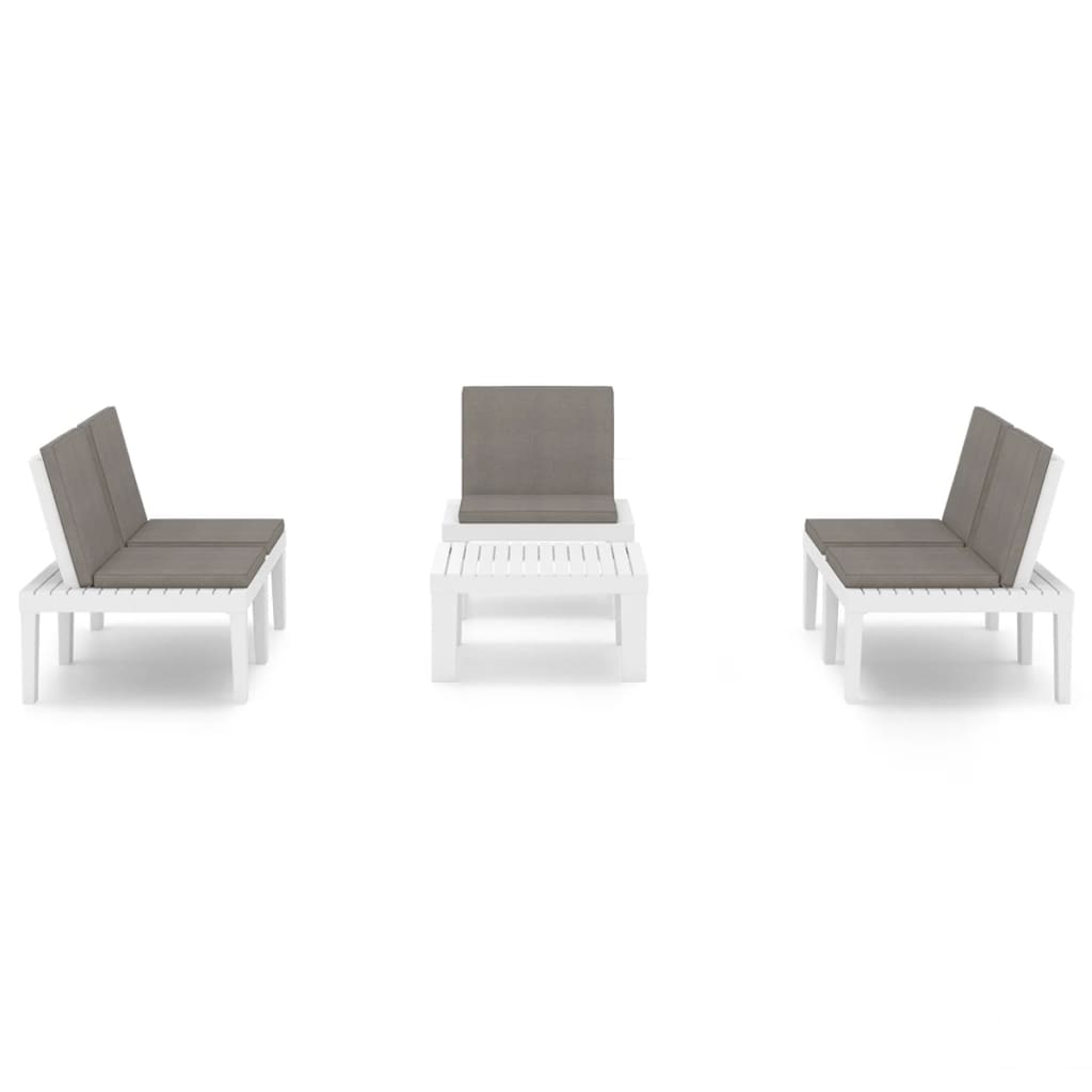 4-delige Loungeset met kussens kunststof wit