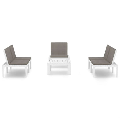 4-delige Loungeset met kussens kunststof wit