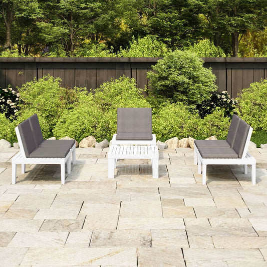 4-delige Loungeset met kussens kunststof wit