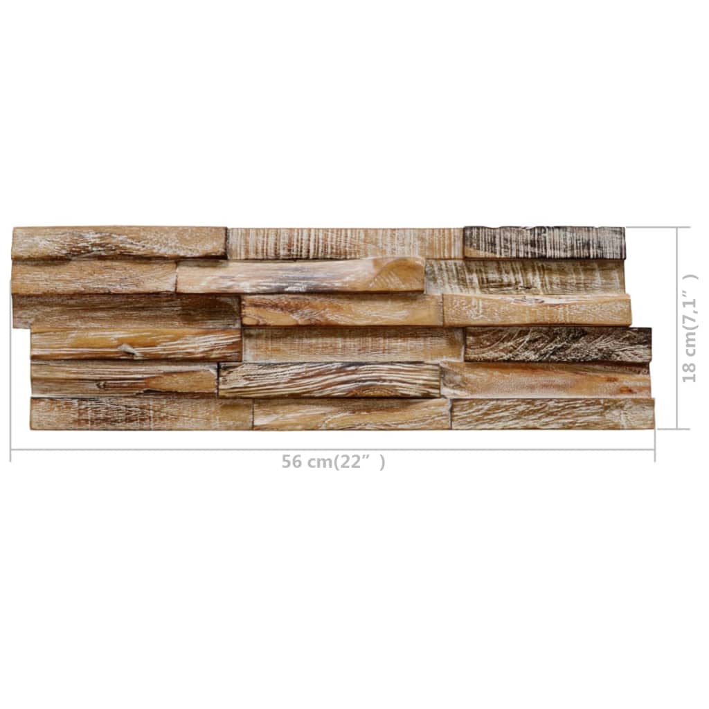 Wandpanelen 3D 1,01 M² Massief Teakhout 56 x 18 x 2 cm