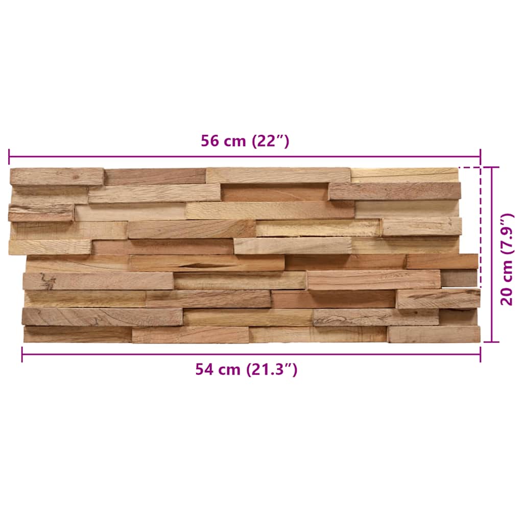 Wandpanelen 3D 1,08 M² Massief Teakhout 54 x 20 x 2 cm