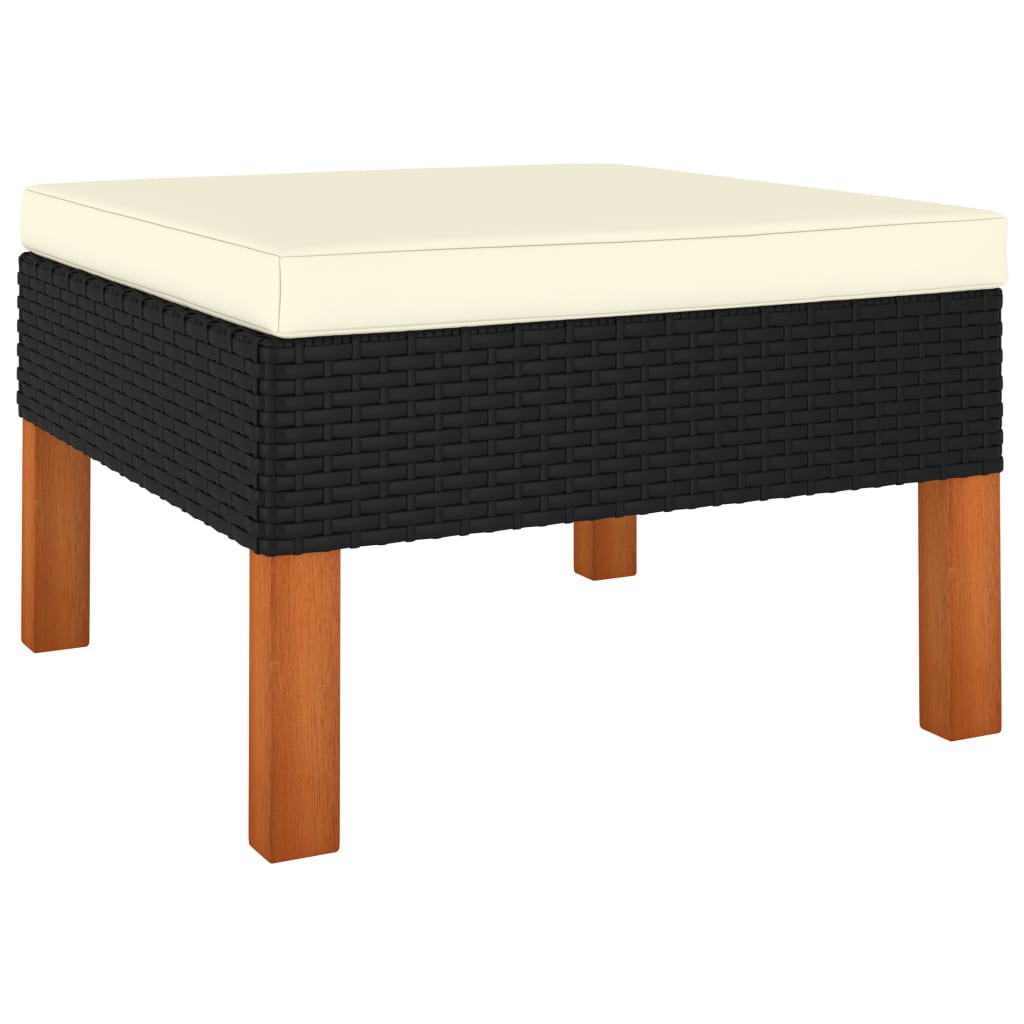 10-delige Loungeset met kussens poly rattan zwart