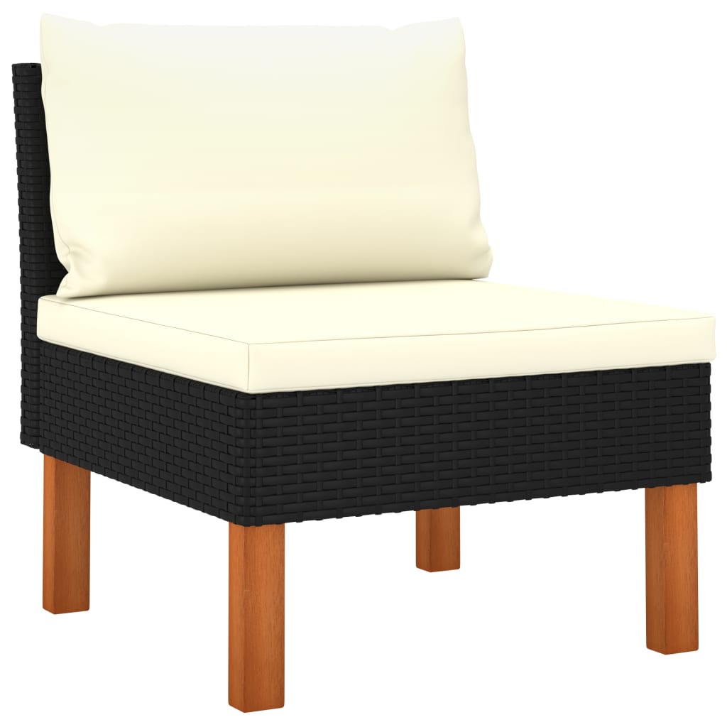 10-delige Loungeset met kussens poly rattan zwart
