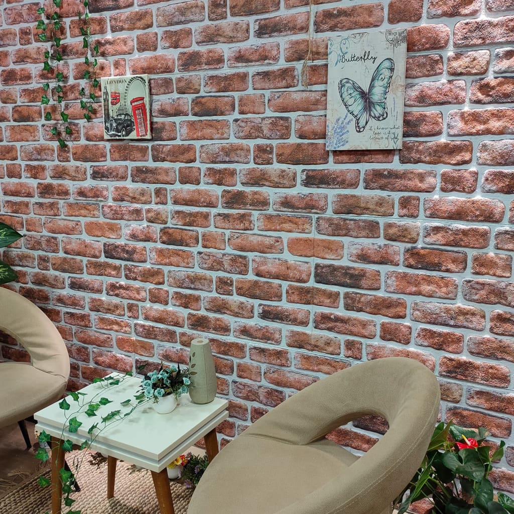 Wandpanelen 3D E Baksteen Eps Donkerbruin en wit