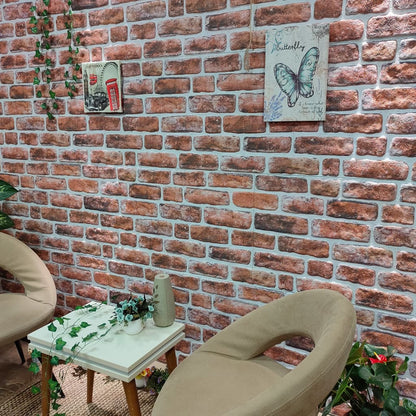 Wandpanelen 3D E Baksteen Eps Donkerbruin en wit