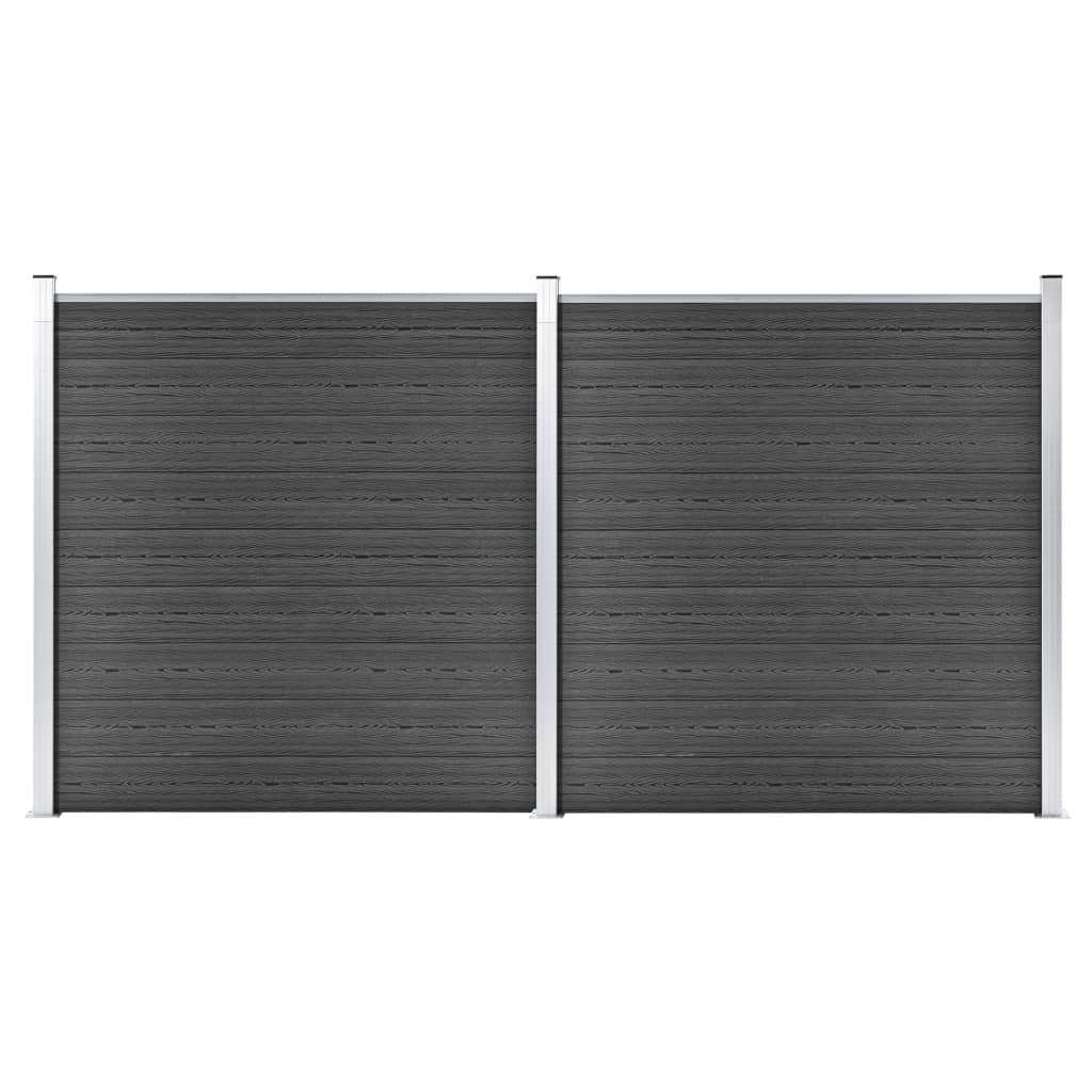 Schuttingpanelenset 353X186 Cm Hkc Zwart