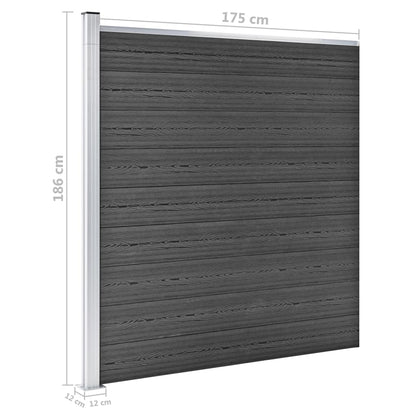 Schuttingpanelenset 872x186 cm HKC zwart