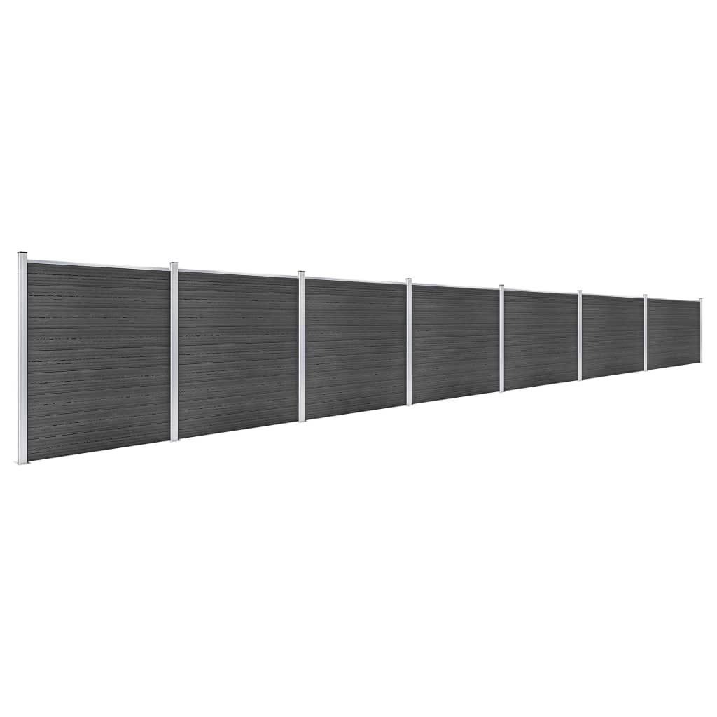 Schuttingpanelenset 1218X186 Cm Hkc Zwart
