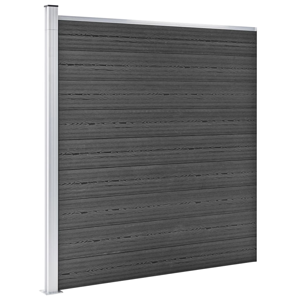 Schuttingpanelenset 1218X186 Cm Hkc Zwart