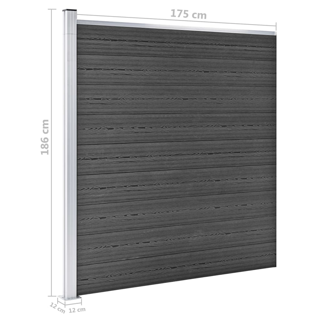 Schuttingpanelenset 1564X186 Cm Hkc Zwart