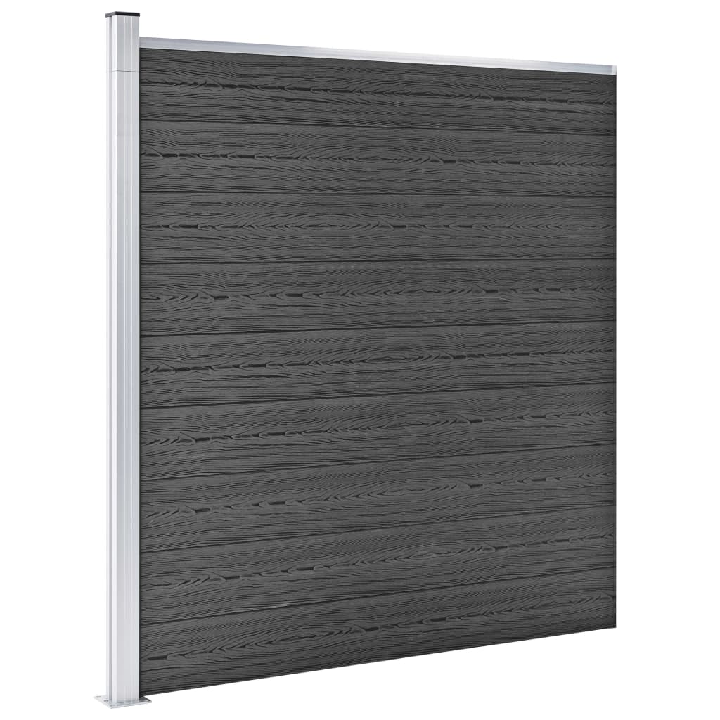 Schuttingpanelenset 1564X186 Cm Hkc Zwart