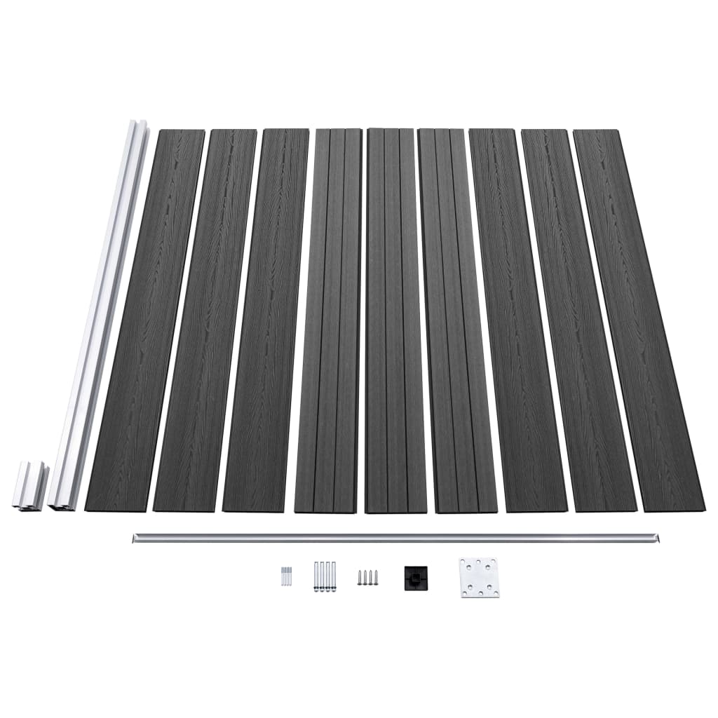 Schuttingpanelenset 1564X186 Cm Hkc Zwart