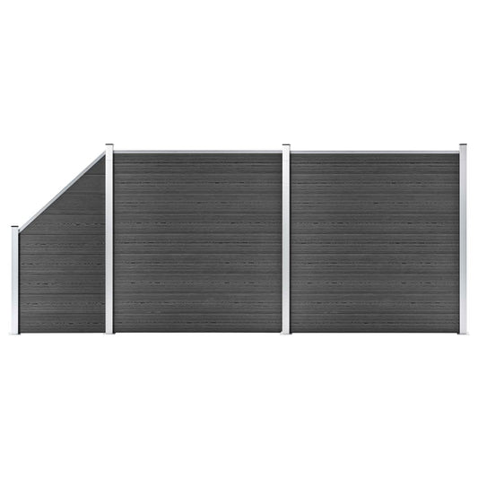 Schuttingpanelenset 446x(105-186) cm HKC zwart