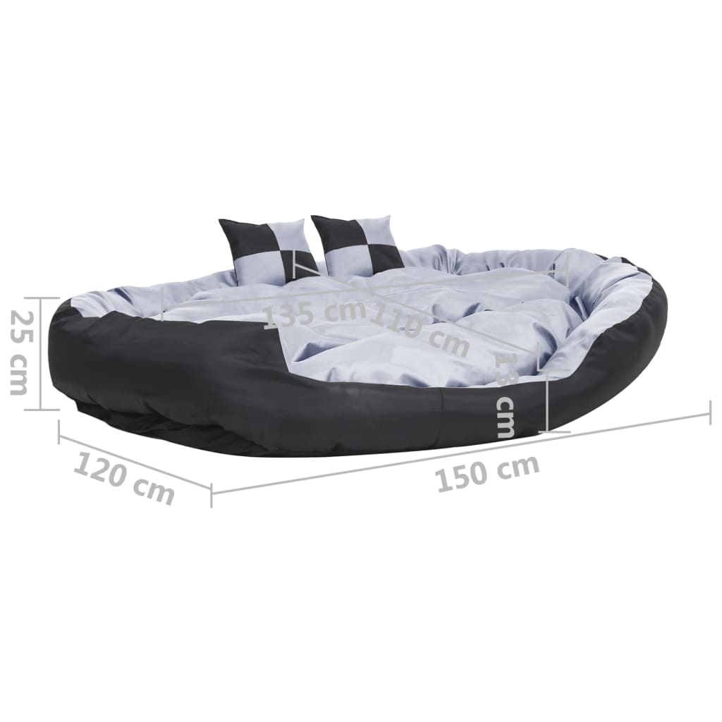 Hondenkussen Omkeerbaar En Wasbaar 150 x 120 x 25 cm Grijs en zwart